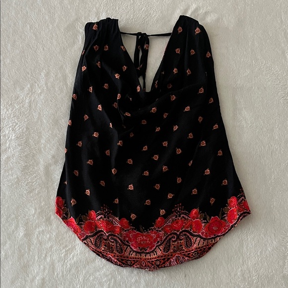 Free People Tops - Free People Black and Red Patterned Blouse